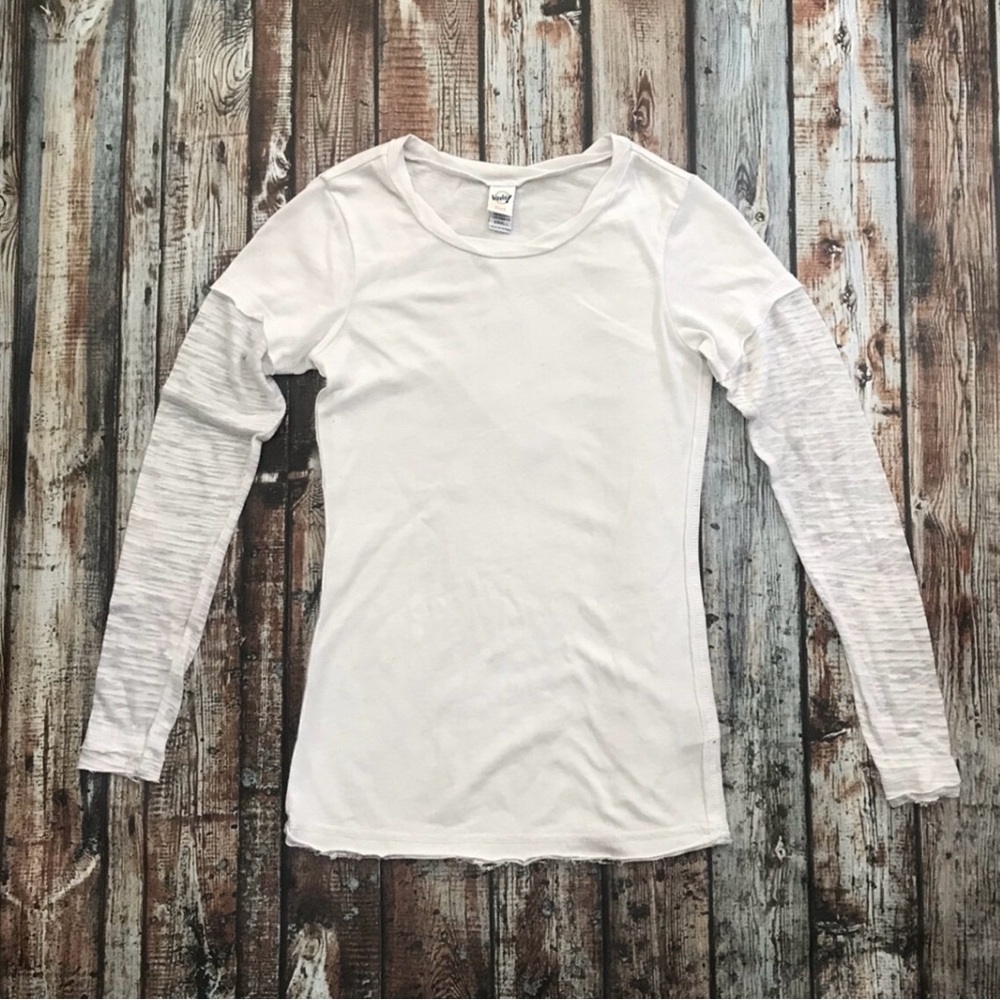 Kavio White Burnout Long Sleeve Tee Top
